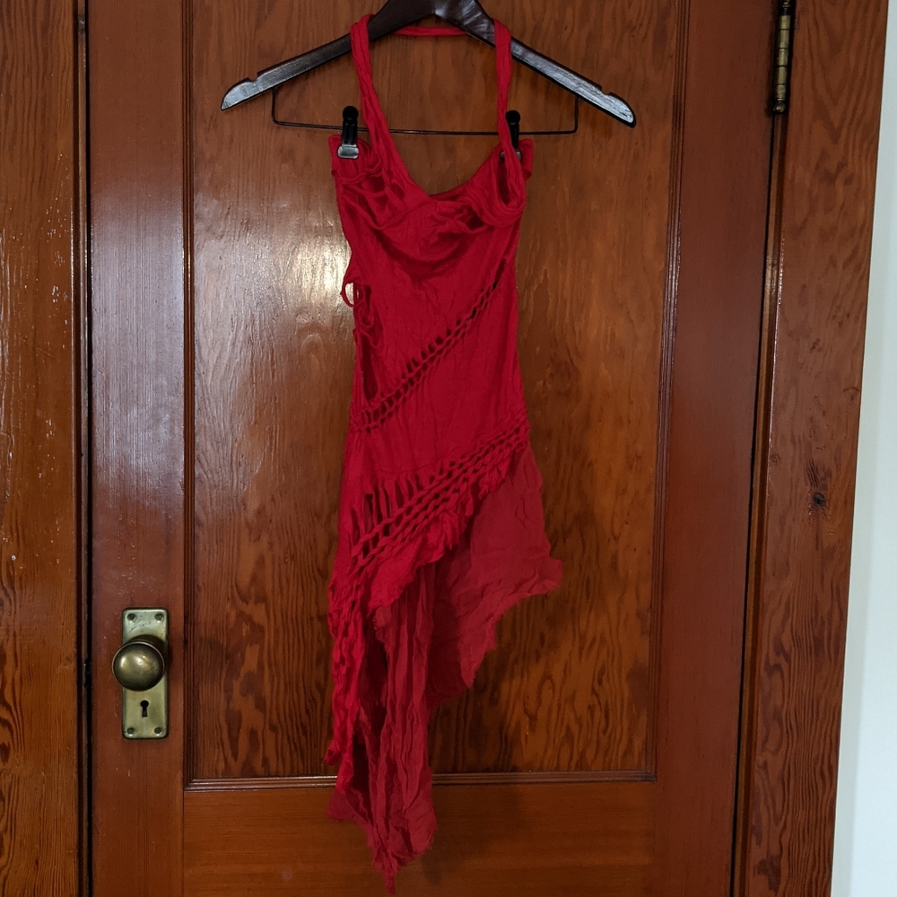 Y2K Red Asymmetrical Dress From This Is Religion